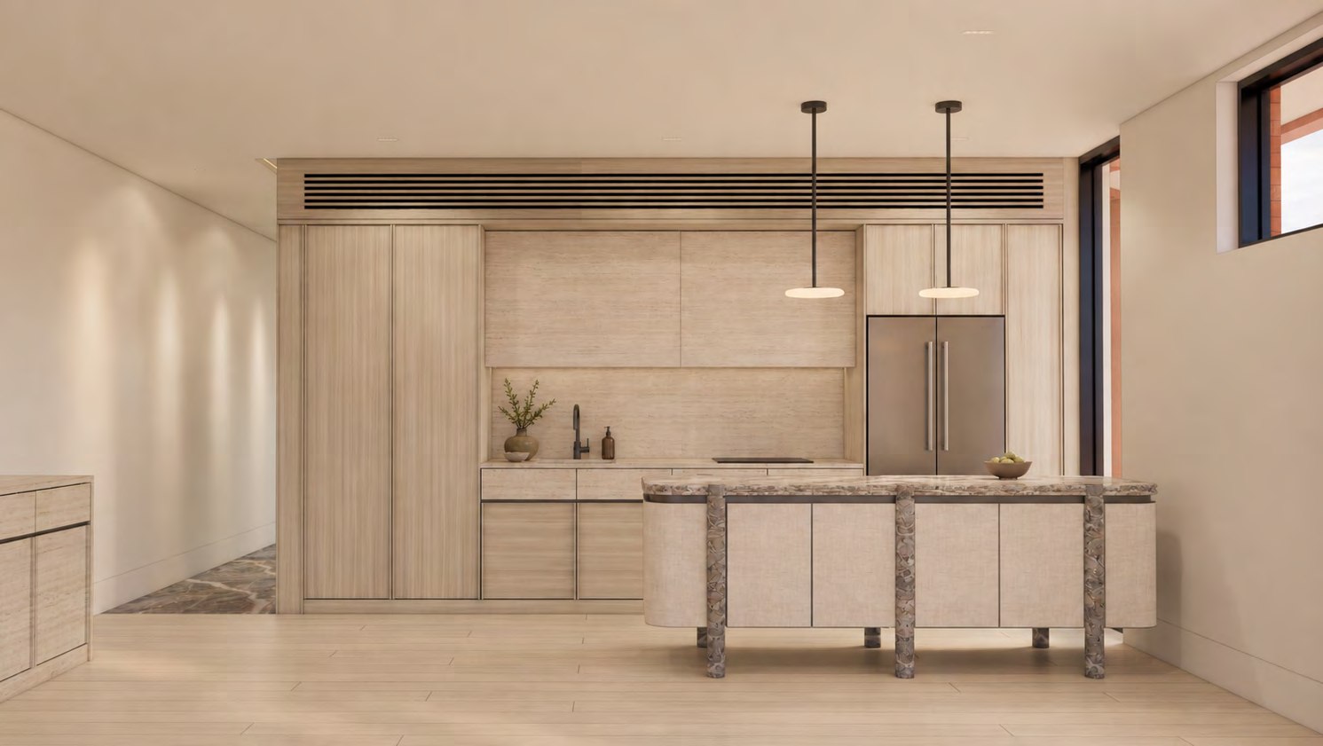 Light interior scheme kitchen visualisation for the Mason Kingsford apartments